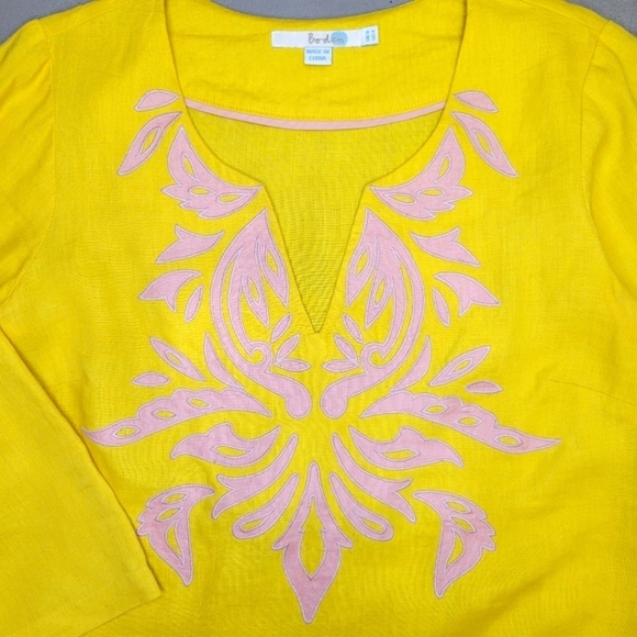 [Like New] Boden 100% Linen Keyhole Neck 3/4 Sleeve Tunic Size 4 - Picture 3 of 9